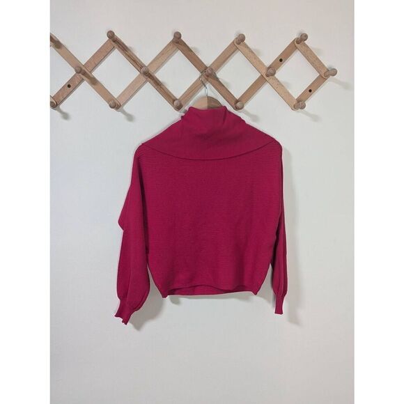 Zara Knit Pink Ribbed Knit Turtle Cowl Neck Sweater - Size Small - Picture 3 of 5